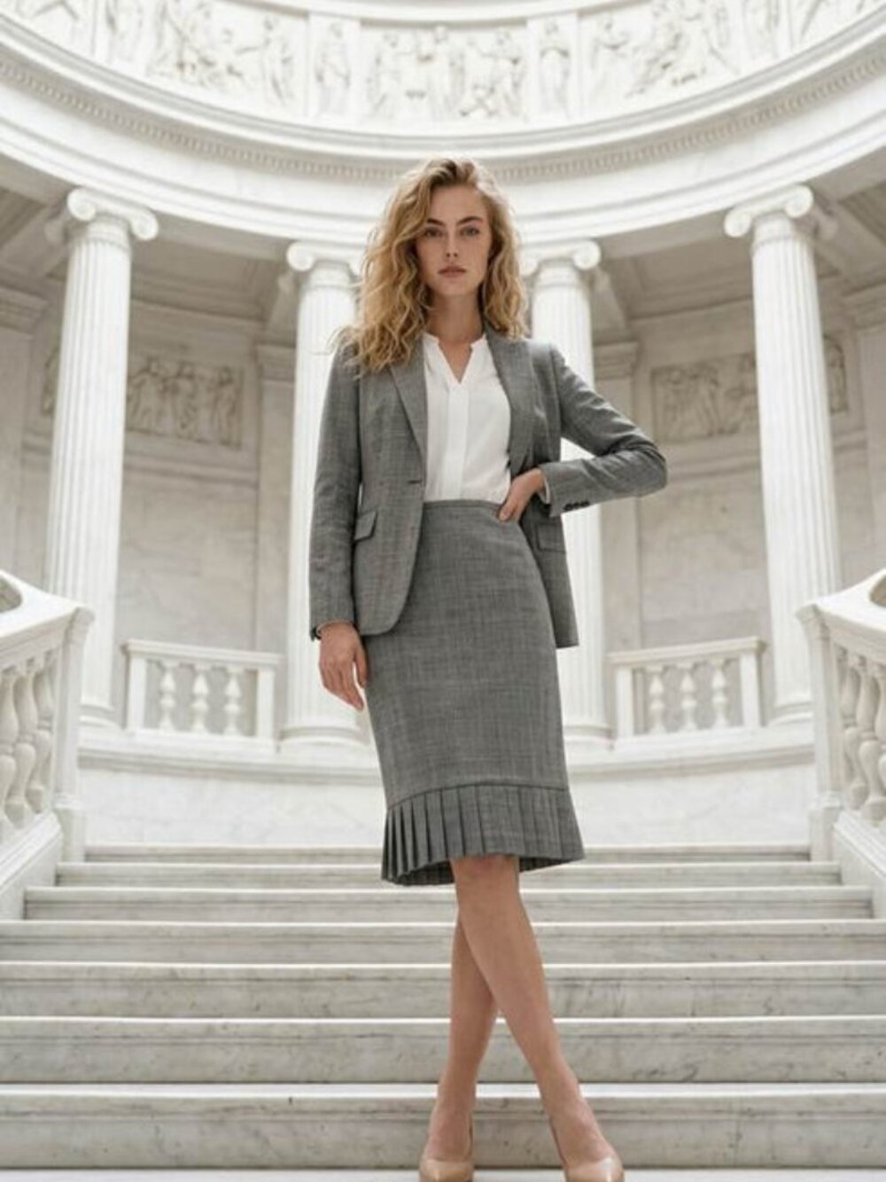 Women's Gray Pleated Skirt Size S